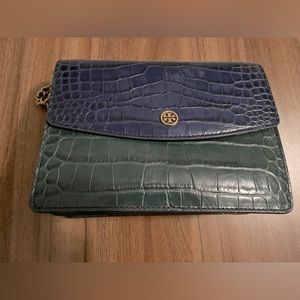 Tory Burch tri-color croc effect leather purse